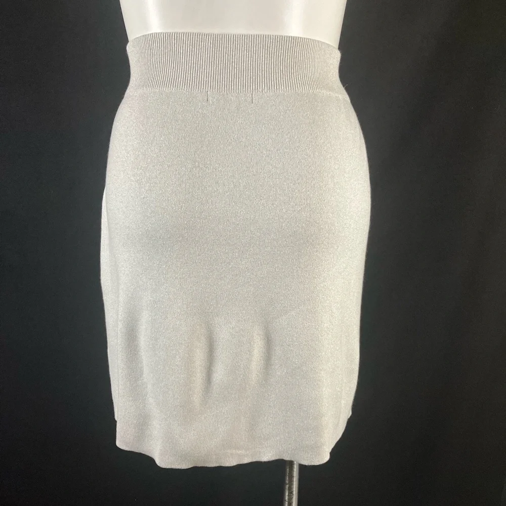Banana Republic Factory Silver Shimmer Sweater Knit Skirt